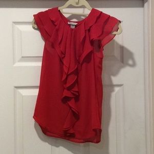 Red ruffle blouse